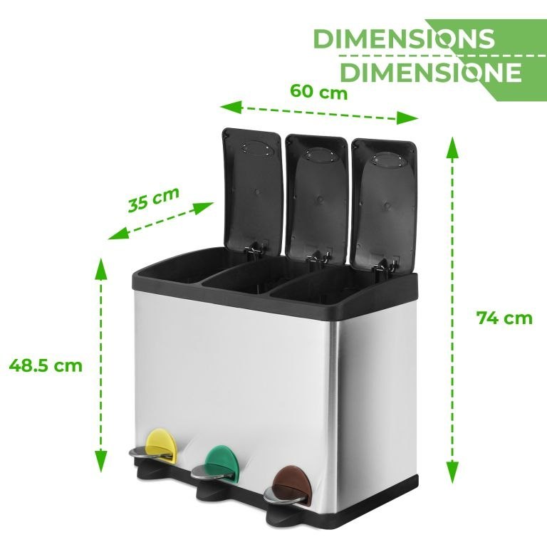 Jago Kosz na odpady do segregacji 45 L, stal nierdzewna